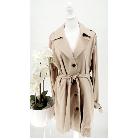 Simply Vera Vera Wang Womens Camel Belted Single Breast Trench Coat Size XL - Picture 1 of 11